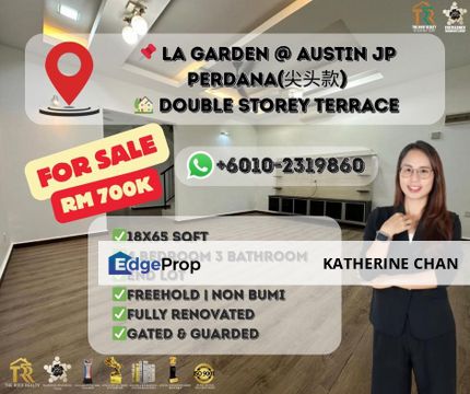 AustinCrest 热门区 LAGarden 双层排楼EndLot 🤩 屋子Condition超好🔥, Johor, Johor Bahru