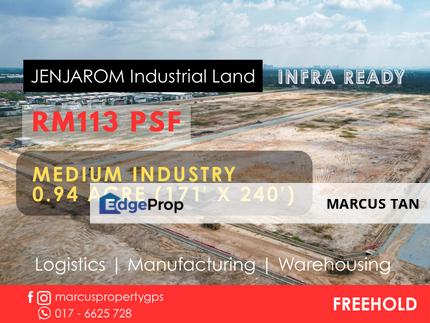 Jenjarom Industrial Land, 0.94 acres (171 x 240) Infra Ready 🏭Ready Soon, Rm113 psf - FREEHOLD, Jln Klang Banting, Selangor, Jenjarom