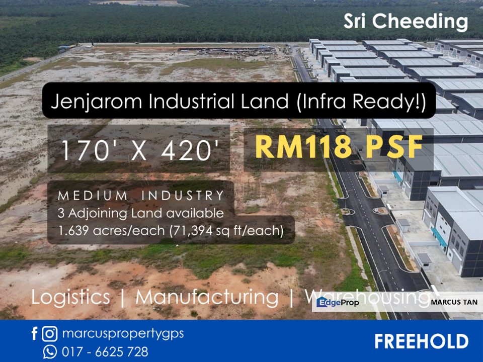 Jenjarom Medium Industrial Land For Sale (1.639 acres), Ready to Build, FREEHOLD, RM 118 psf, Selangor, Jenjarom