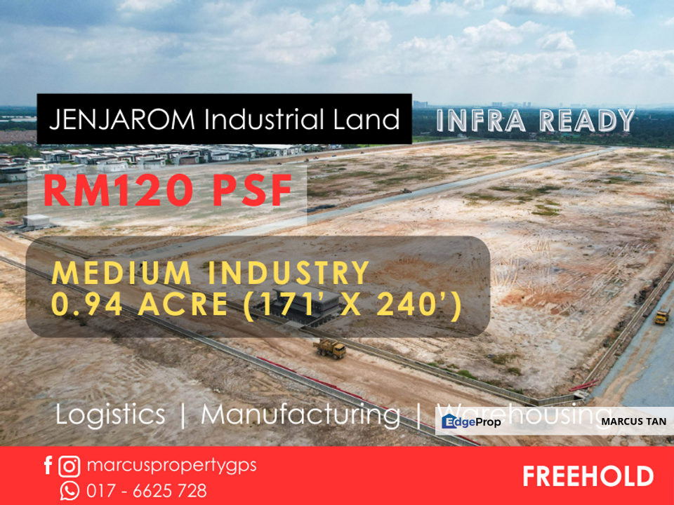 Jenjarom Industrial Land, 0.94 acres (171 x 240) Infra Ready 🏭Ready Soon, Rm120 psf - FREEHOLD, Jln Klang Banting, Selangor, Jenjarom