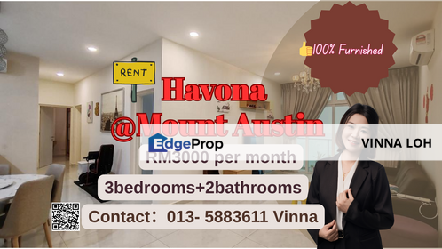 Havona @Mount Austin *Fully Furnished😍😍, Johor, Johor Bahru