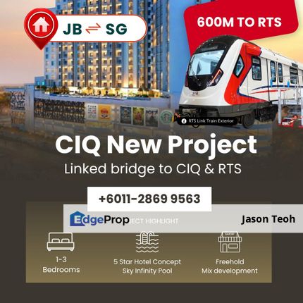 Jb Ciq Condo ,Direct link bridge to Rts Station | 500K Foreigner can buy ,Doorstep to Shooping Mall ,Freehold, Johor, Johor Bahru