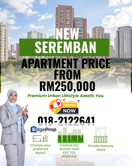 NEAR EXIT TOL AINSDALE SEREMBAN NEW APARTMENT with complete facilities including swimming pool, surau, multipurpose hall, and kindergarten., Negeri Sembilan, Seremban