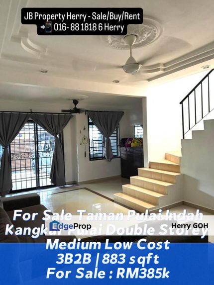 Taman Pulai Indah Kangkar Pulai Double Storey Medium Low Cost | 3B2B | 883 sqft For Sale : RM385k, Johor, Kangkar Pulai