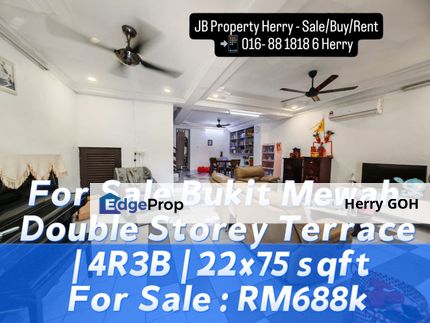 For Sale Bukit Mewah Double Storey Terrace | 4R3B | 22x75 sqft, Johor, Tampoi