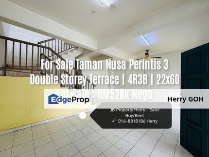 or Sale Taman Nusa Perintis 3 Double Storey Terrace | 4R3B | 22x60, Johor, Gelang Patah