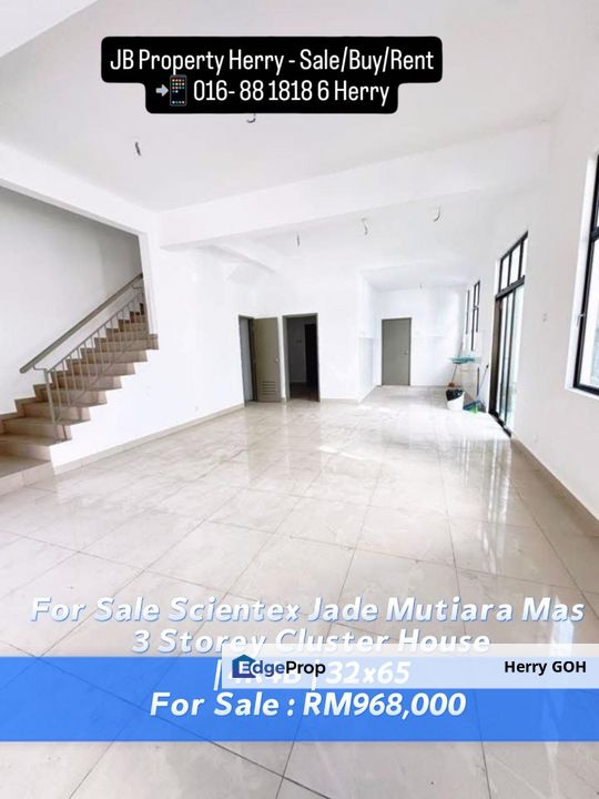 Scientex Jade Mutiara Mas Skudai 3 Storey Cluster House | 4R4B | 32x65, Johor, Skudai