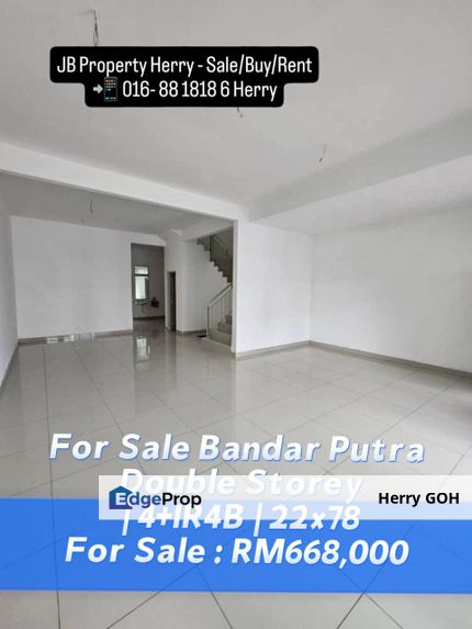 Bandar Putra Kulai Double Storey | 4+1R4B | 22x78, Johor, Kulai
