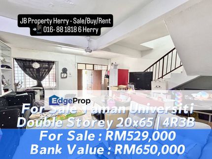 Taman Universiti Double Storey 20x65 | 4R3B  #Skudai #AeonTamanUniversiti #UtmJohor #ParadigmMall #BukitIndah #AustinHeights #CIQSingapore, Johor, Skudai