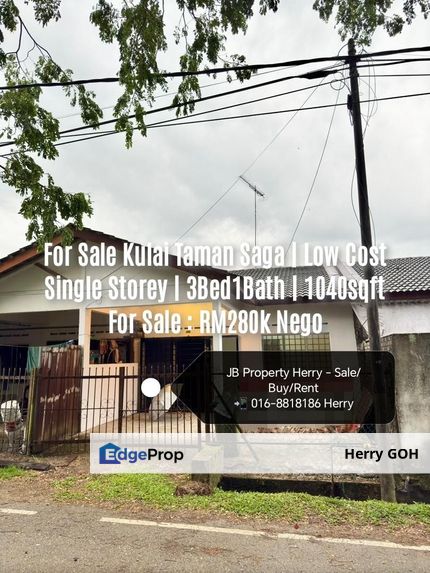 For Sale Kulai Taman Saga | Low Cost Single Storey | 3Bed1Bath | 1040sqft, Johor, Kulai
