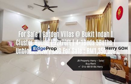 For Sale | Garden Villas @ Bukit Indah | Cluster House | 32x70ft | 4+1Beds 5Baths | Unblock View | G&G, Johor, Johor Bahru