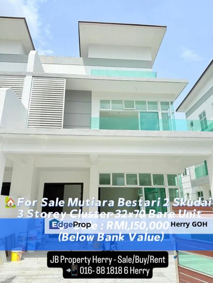 Mutiara Bestari 2 Skudai 3 Storey Cluster 32x70 Bare Unit |, Johor, Johor Bahru
