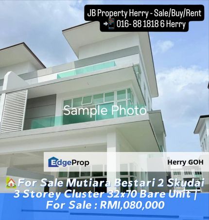 Mutiara Bestari 2 Skudai 3 Storey Cluster 32x70 Bare Unit |, Johor, Johor Bahru