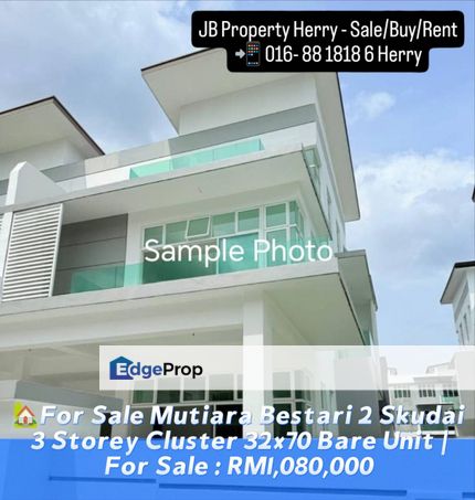 Mutiara Bestari 2 Skudai 3 Storey Cluster 32x70 Bare Unit  skudai, Johor, Johor Bahru