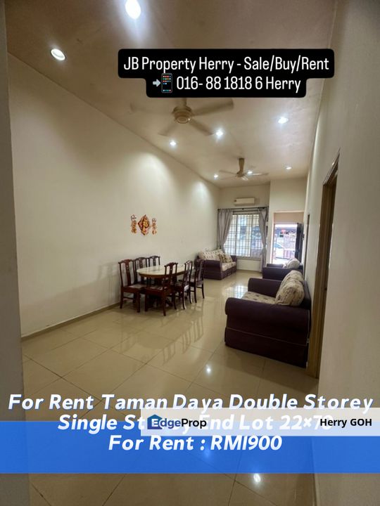 Taman Daya Single Storey End Lot 22×70 for Rental @RM1,900 By Herry GOH ...