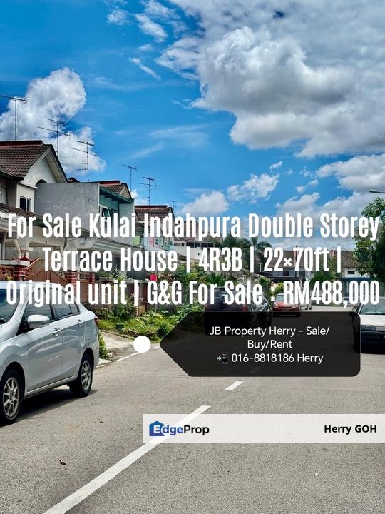 For Sale Kulai Indahpura Double Storey Terrace House | 4R3B | 22×70ft | Original unit | G&G, Johor, Kulai