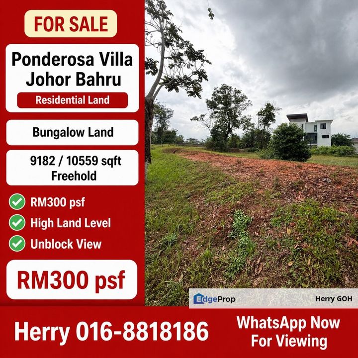 Ponderosa Villa Johor Bahru Bungalow Land | Freehold | 9182 sqft and 10559 sqft, Johor, Johor Bahru