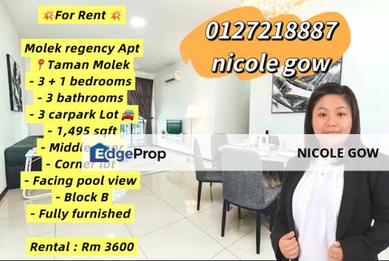 Molek Regency，Condominium，For Rent，Facing Pool, Johor, Johor Bahru