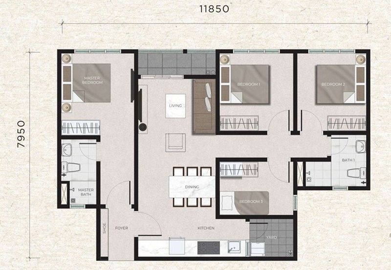 Sungai Long Condo for Sale, Armani Residence, 4 Bedrooms, 2 Bathrooms, 2 Parkings