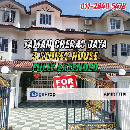 Taman Cheras Jaya | 3 Storey Terrace House for Sale | Renovated & Fully Extended, Selangor, Cheras South