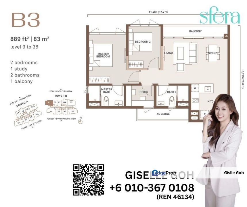 Linkbridge to LRT & Mall, 1-3 rooms available, 2026 Complete, Partial Furniture, Kuala Lumpur, Wangsa Maju