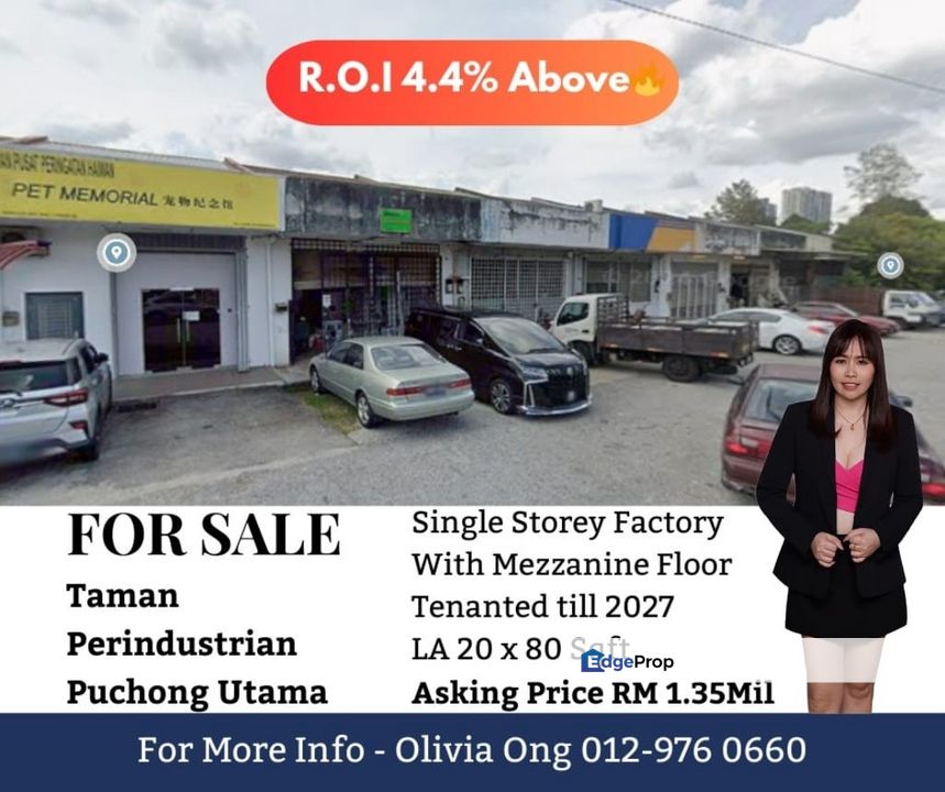 For Sale – Taman Perindustrian Puchong Utama  💰 R.O.I 4.4%+ | Tenanted , Selangor, Puchong