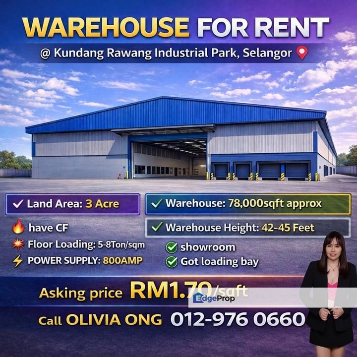 For Rent – Kundang Rawang Industrial Park, Selangor ✨ High Ceiling, Selangor, Rawang