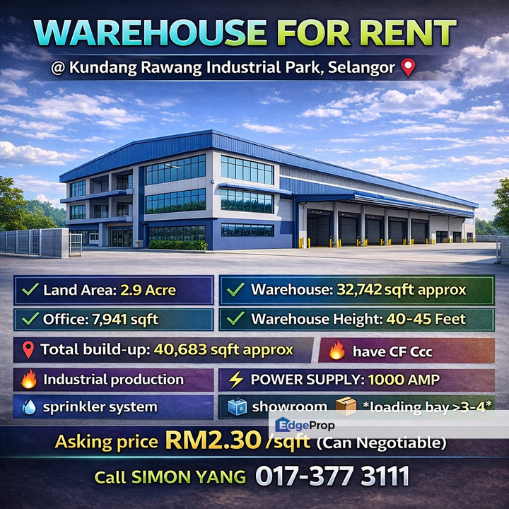 🏭 For Rent – Kundang Rawang Industrial Park, Selangor ✨ High Power Supply | High Ceiling, Selangor, Rawang