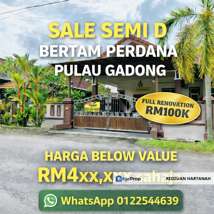 Urgent sale semi d bertam perdana pulau gadong , Melaka, Bertam Malim