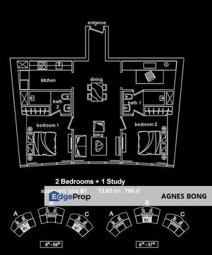 Basic Partially Furnished Unit at Sky Suites KLCC Condo For Sale, Kuala Lumpur, KLCC