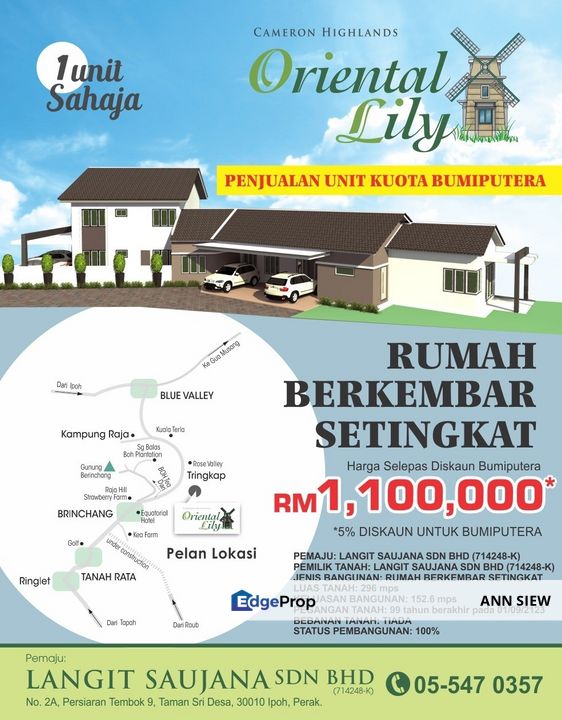 Rumah Berkembar Setingkat in Cameron Highland Pahang, Pahang, Cameron Highlands