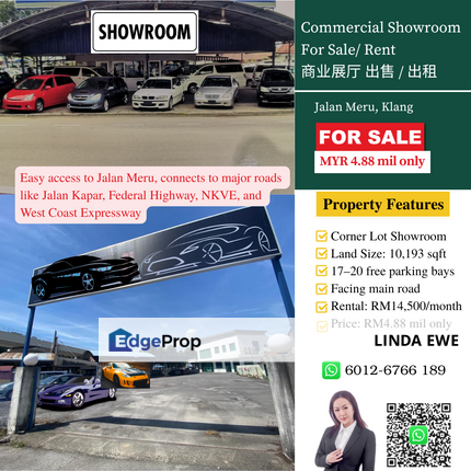Showroom Commercial Land Jalan Meru for Sale, Selangor, Klang
