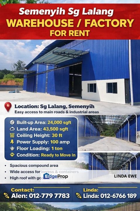 Sg Lalang Semenyih Warehouse Industrial for Rent, Selangor, Semenyih