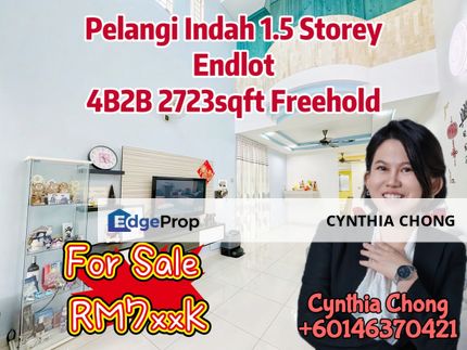 Taman Pelangi Indah One and Half Storey Endlot For Rent, Johor, Ulu Tiram