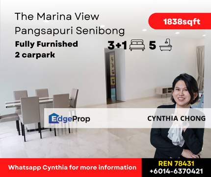 The Marina View Senibong Pangsapuri Three Bedroom Unit For Rent, Johor, Permas Jaya/Senibong