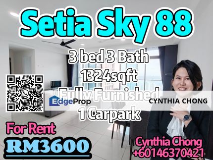 Setia Sky 88 Apartment JB Town 3 Bedroom Unit For Rent, Johor, Johor Bahru