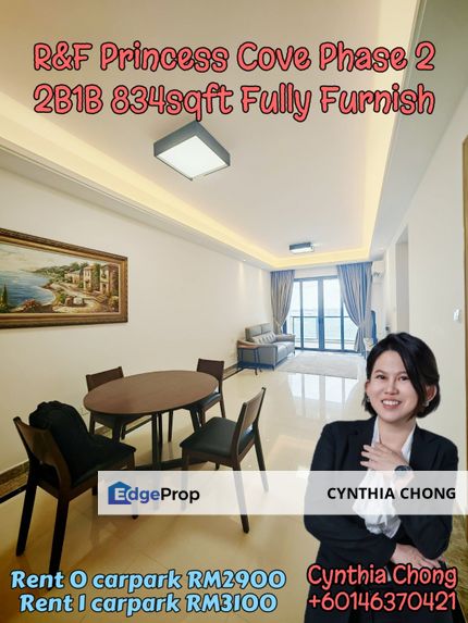 R&F Princess Cove Phase 2 Fully Furnish 2B1B Unit For Rent, Johor, Johor Bahru