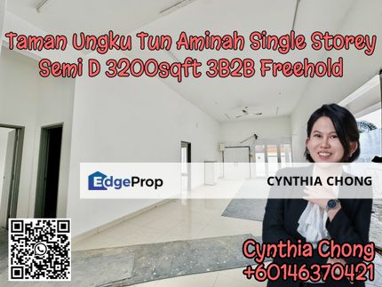 Taman Ungku Tun Aminah Single Storey Semi D For Sale, Johor, Skudai