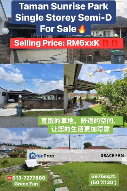 Taman Sunrise Park 1-Storey Semi-D for Sale, Johor, Kluang