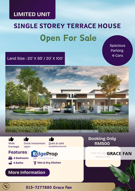 Largest Single Storey Terrace House for Sale for Sale @RM443,800 By ...