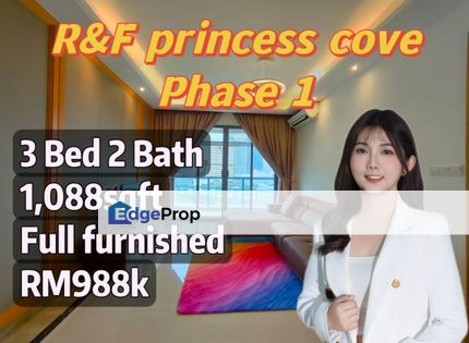 Walking distance to CIQ, R&F princess cove phase 1 3bedder unit for sale, Johor, Johor Bahru