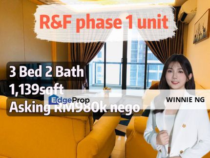 R&F Princess Cove Phase 1 (good deal), 3bedroom unit full furnish for sale, Johor, Johor Bahru