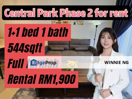 Country Garden Central Park Phase 2 1+1bedroom brand new unit full furnish for rent, Johor, Johor Bahru