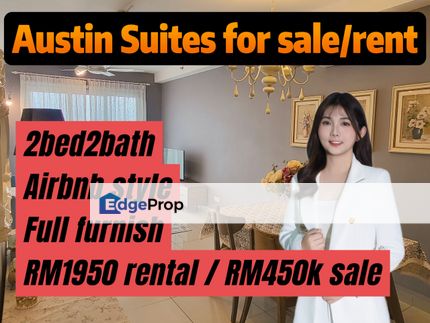 Austin suites 2bed2bath airbnb style full furnish for sale, Johor, Johor Bahru