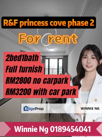 R&F princess cove phase 2, 2bed1bath full furnish for rent, Johor, Johor Bahru