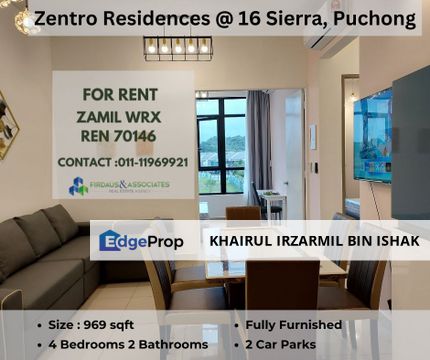 Zentro Residences @ 16 Sierra, Puchong South, Selangor, Fully Furnished, Selangor, Puchong South