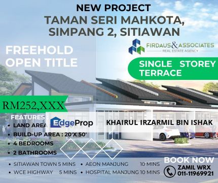 Taman Seri Mahkota, Manjung, Perak, FREEHOLD, OPEN TITLE, Perak, Manjung