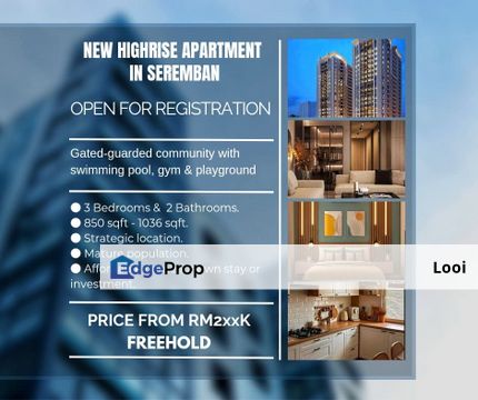 New Apartment for sale in Seremban, Negeri Sembilan, Seremban