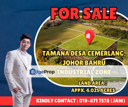 Taman Desa Cemerlang, Johor. Industrial Zone Land For Sale, Johor, Ulu Tiram