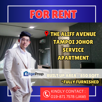 The Aliff Avenue, Tampoi. Service Apartment For Rent With Fully Furnished, Johor, Johor Bahru